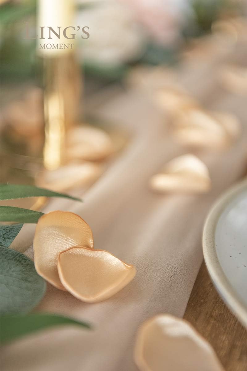 Ling's Moment Rose Petals, Silk Flower Petals for Wedding/Aisle/Flower Girl Baskets/Table Centerpiece Décor,etc.Champagne Rose Gold 200pcs