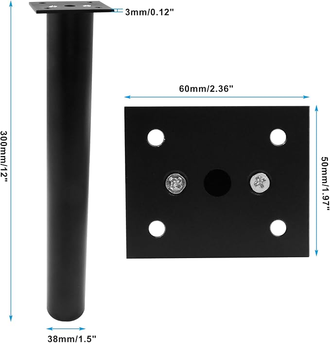Set of 4 Aluminum Alloy Furniture Legs 12 Inch Height, 1.5 Inch Diameter - Image 2