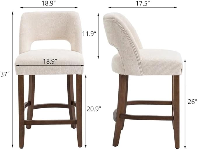 VKNOW Bar Stools Set of 6, Upholstered Counter Height Bar Stools, Modern - Image 2