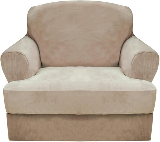 CUCRAF T Cushion Sofa Cover 2 Piece Armchair Slipcovers, Soft Thick Velvet by CUCRAF