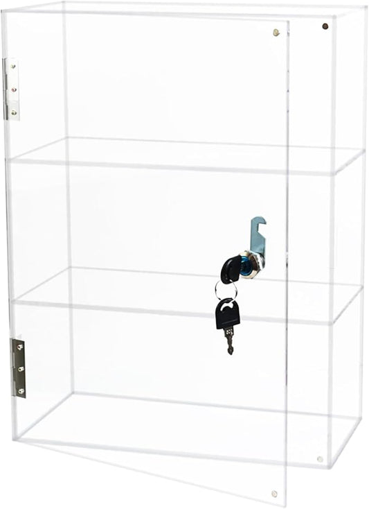 Acrylic Display Case with Lock Key, 3 Shelf Locking Countertop Display Case by Tozcozus