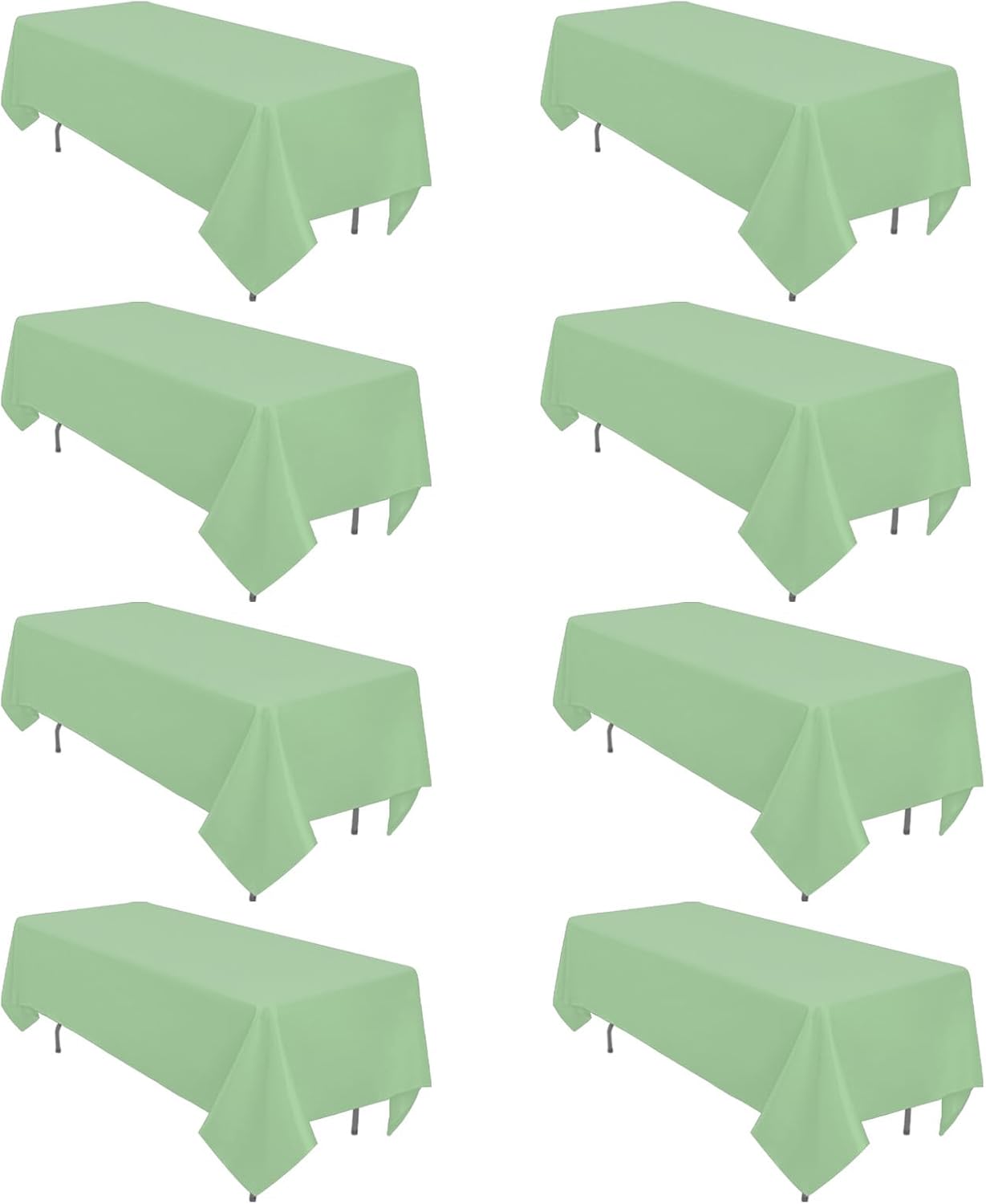 8 Pack Sage Green Tablecloth 60 x 126 Inch Rectangular Tablecloths for 8 Foot Rectangle Tables, Wrinkle Resistant Green Table Cloth Washable Polyester Fabric Table Covers for Party Wedding Banquet