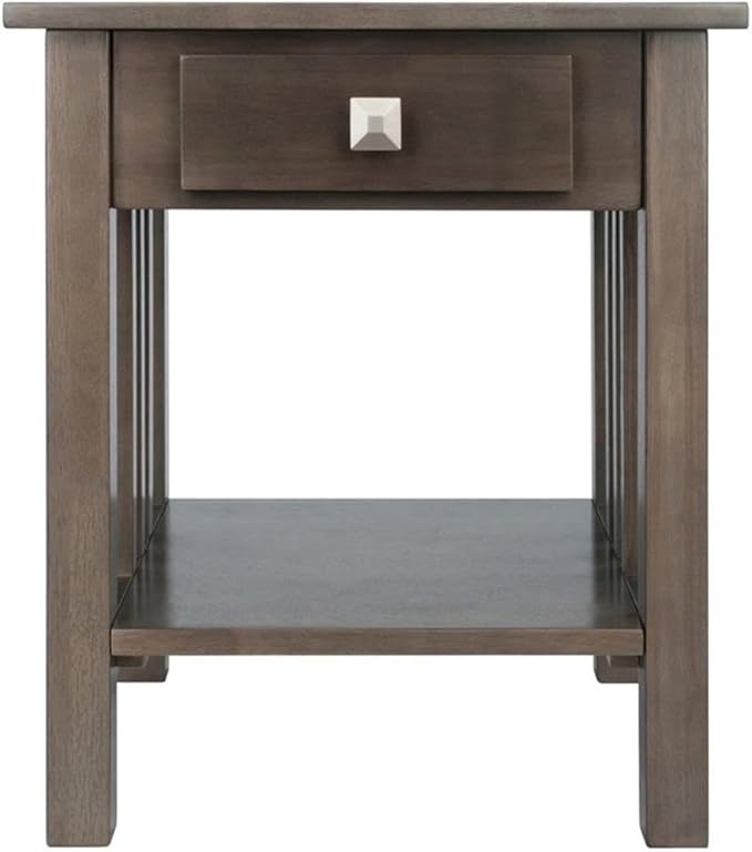 Pemberly Row Transitional Solid Wood Storage End Table, Oyster Gray Finish - Image 5