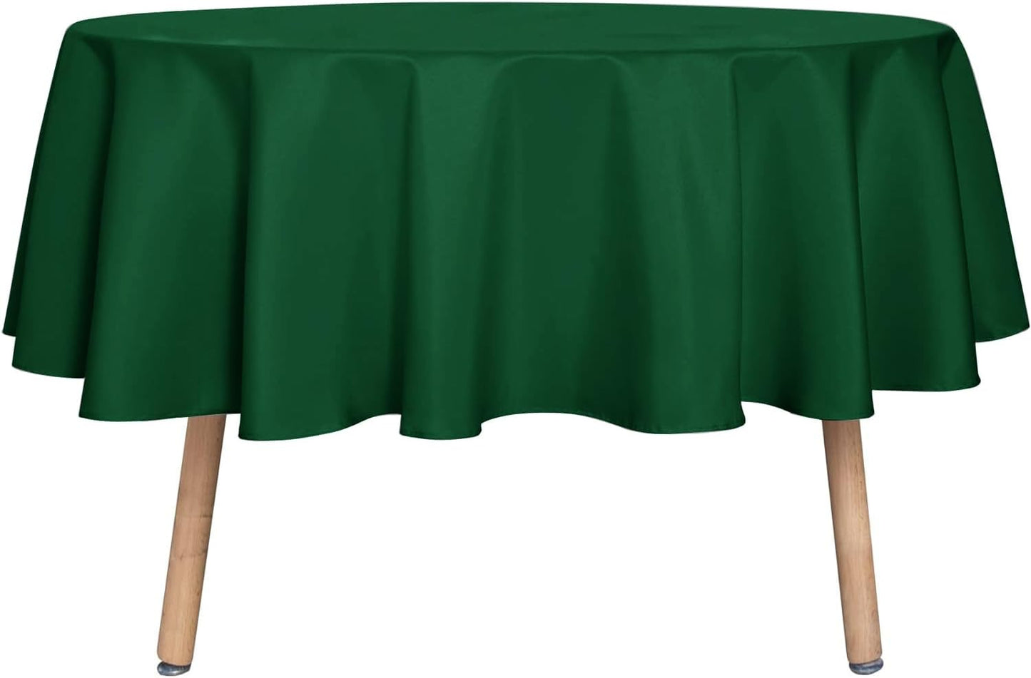 sancua Round Tablecloth - 60 Inch - Water Resistant Spill Proof Washable Polyester Table Cloth Christmas Decorative Fabric Table Cover for Dining Tables, Buffet Parties and Camping, Hunter Green