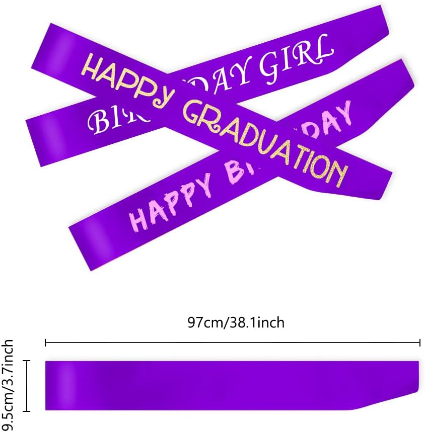16 Pcs Satin Sash - Purple Sash for Bride, Pageants, Graduation, Hen Party, Homecoming - Plain, DIY Custom Sashes