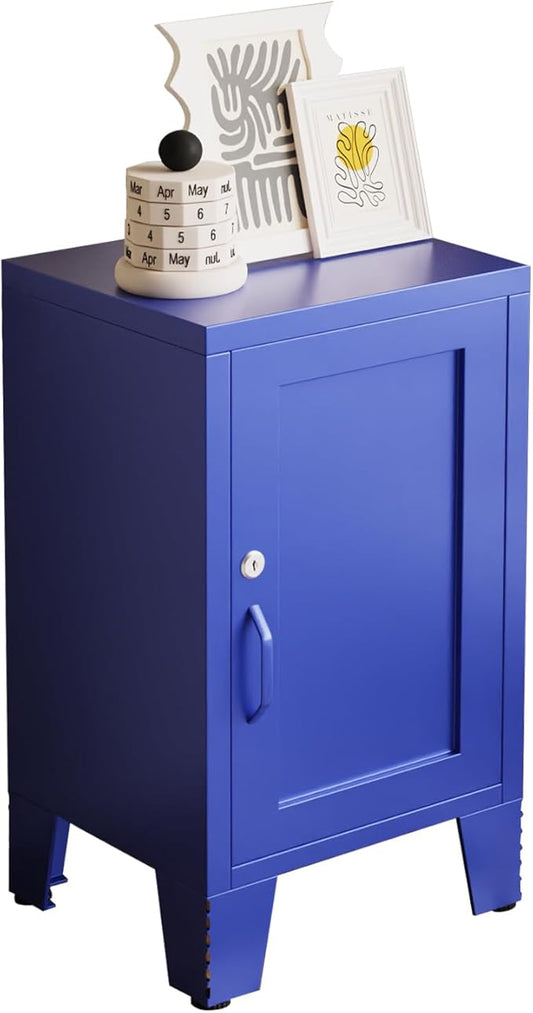 ALBAD Metal Nightstand with Lockable Cabinet, Compact Mini Locker Bedside Table by Albad