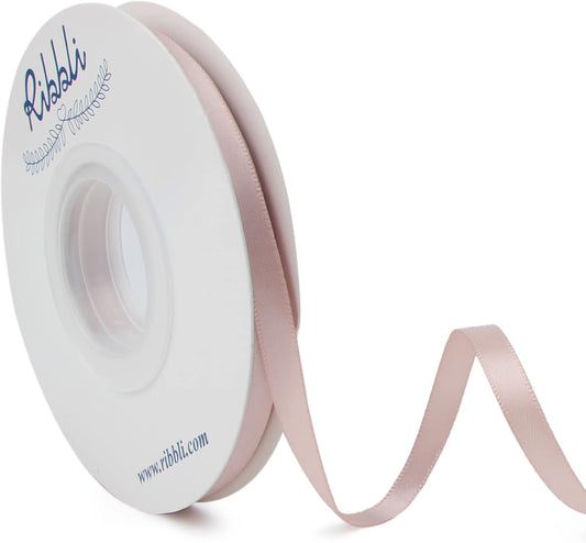 Ribbli Vanilla Double Faced Satin Ribbon,1/4” x Continuous 25 Yards,Use for Craft Bows Bouquet, Gift Wrapping, Wedding Decoration, Floral Arrangement