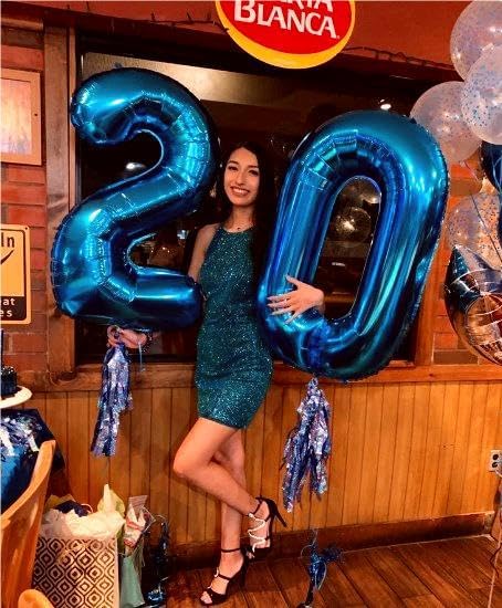 Navy Blue Jumbo Number 20 Balloon 40 Inch, Boy Girl 20 Birthday Supplies, Foil Helium 20 Birthday Giant Balloon, Mylar Blue Number Balloons Anniversary Decorations