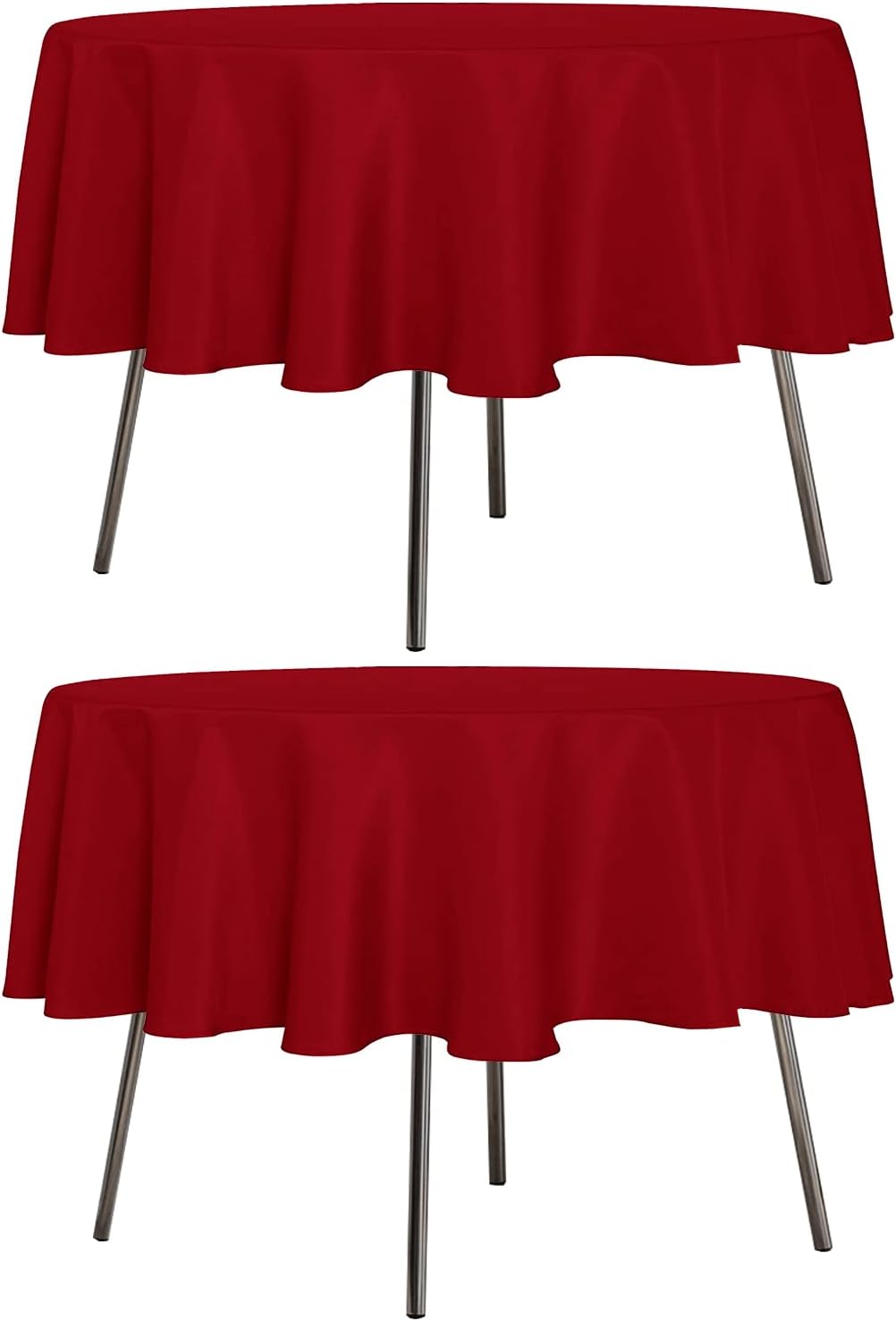 sancua 2 Pack Round Tablecloth 60 Inch Red, Stain and Wrinkle Resistant Table Cloth - Washable Polyester Table Cover for Dining Tables, Buffet Parties and Camping