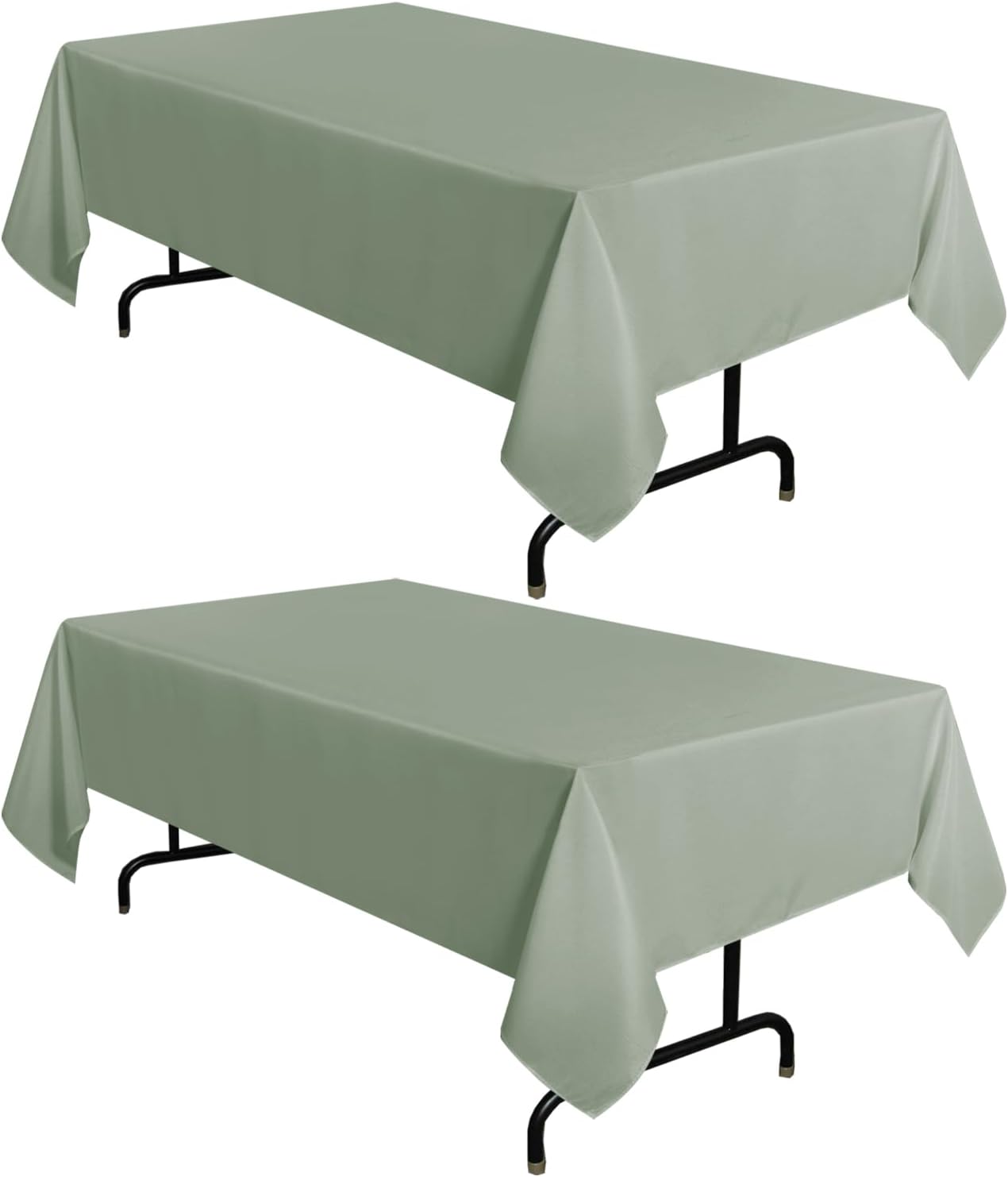 sancua 2 Pack Sage Green Tablecloth 60 x 102 Inch, Rectangle Table Cloth for 6 Feet Tables - Stain and Wrinkle Resistant Washable Polyester Table Cover for Dining Tables, Buffet Parties and Camping
