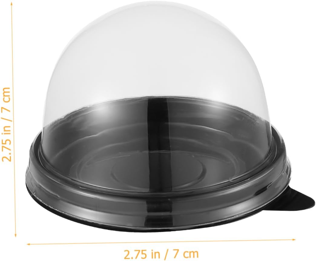 NUOBESTY Individual Cupcake Boxes 100pcs Round Plastic Transparent Dome Cupcake Boxes Egg-Yolk Puff Food Container Single Dome Boxes Baking Packing Box - Black