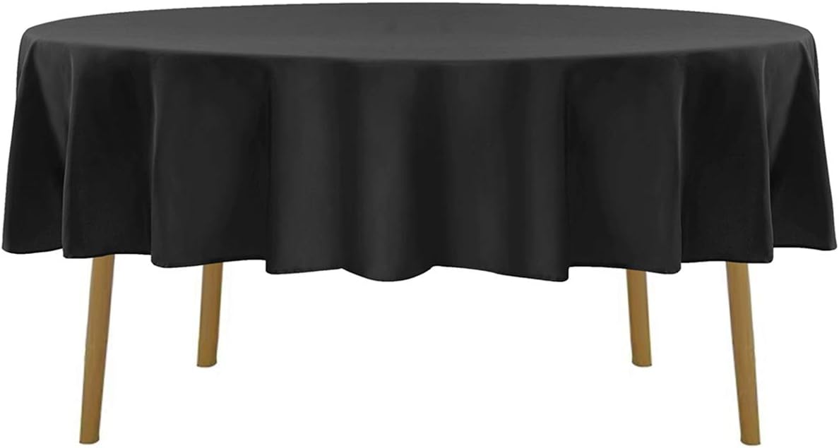 70 inch Round Tablecloth Washable Polyester Table Cloth Decorative Table Cover for Wedding Party Dining Banquet（70 inch,Black）
