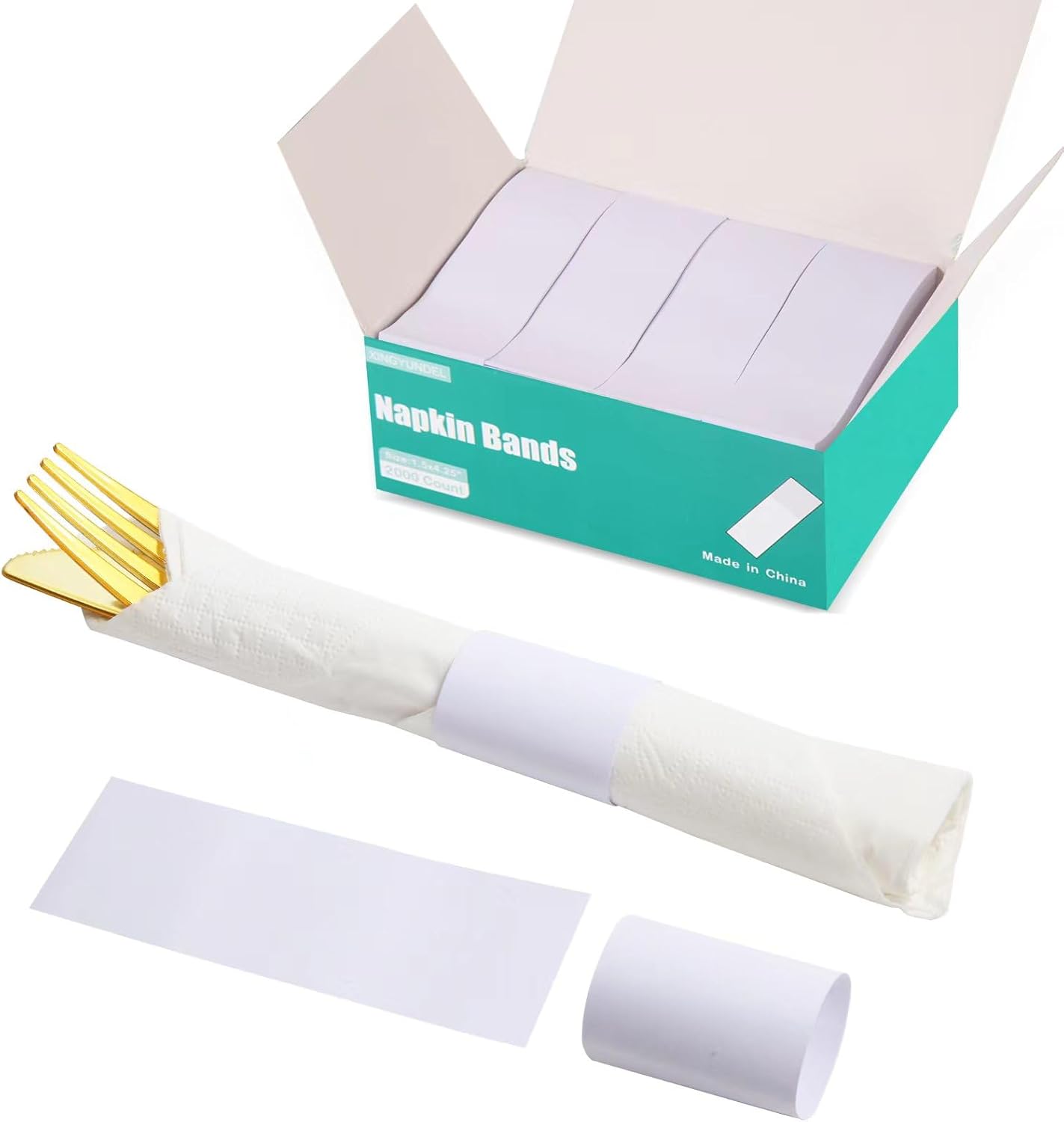 Paper Napkin Bands,Napkin Rings Self Adhesive,Silverware Wraps Bands(White,2000 pcs)