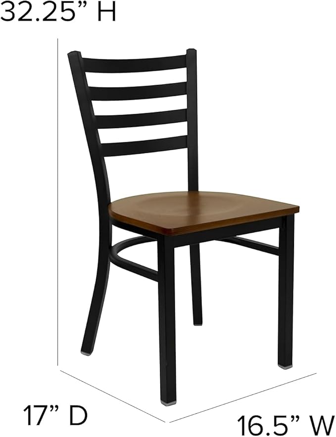 Flash Furniture HERCULES Series Black Ladder Back Metal Restaurant Chair - Image 3