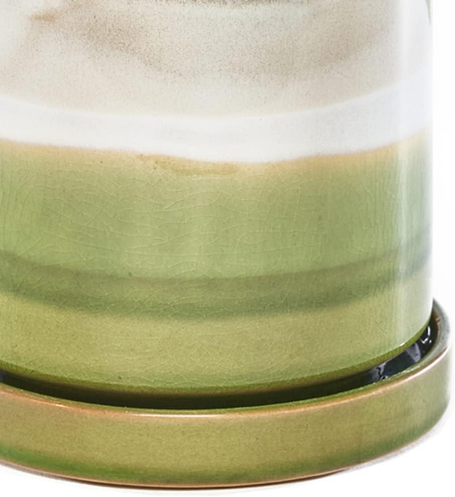 CHIVE ‘Minute’ Ceramic Planter Pot — Cute 5” Colorful Succulent Pots for Indoor & Outdoor House Plants — Beautiful Modern Farmhouse Kitchen Decor — Green Layers