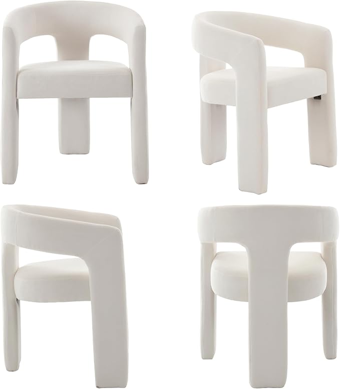 Modern Chenille Dining Chairs Set of 2, Upholstered Barrel Chairs - Image 9
