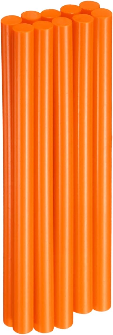 HARFINGTON 10pcs Hot Glue Sticks 0.43" Dia x 7.87" Long EVA Mini Hot Melt Adhesive Glue Stick for Hot Melt Gun Wood Plastic Glass Flowers Fabrics Foam, Orange