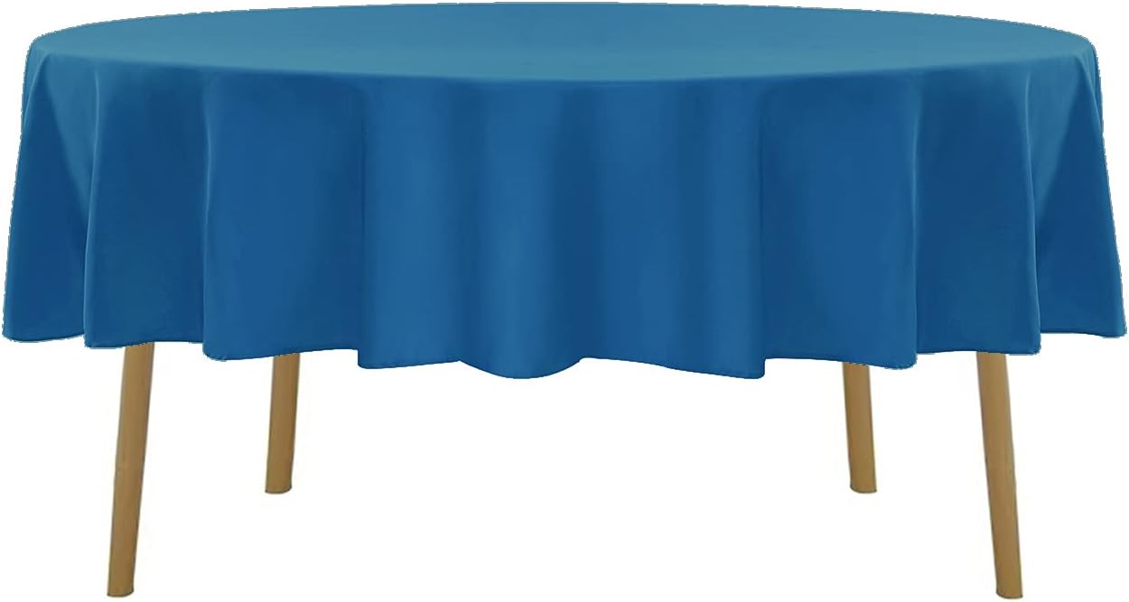 60 inch Round Tablecloth Washable Polyester Table Cloth Decorative Table Cover for Wedding Party Dining Banquet（60 inch,Mediterranean Blue）