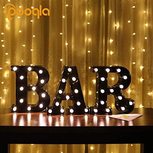 LED Illuminated Letter Marquee Signs - Alphabet Letters Lights for Wedding Birthday Party Christmas Night Light Lamp Home Bar Decoration (S - Black)