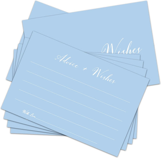 Blue Advice And Wishes Cards, Advice Cards For Bridal, Wedding, Baby Shower, Mr And Mrs, Graduation, Wishes For Baby Cards Baby Shower, Pack Of 20 4x6 Cards Double Sided Print -02