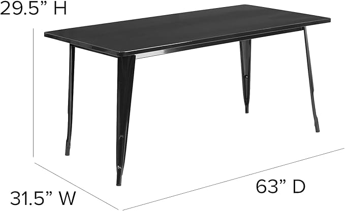 Flash Furniture Charis Commercial Grade 31.5" x 63" Rectangular Black Metal - Image 3