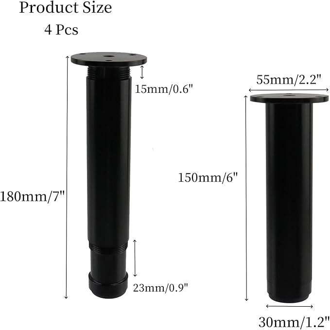 4 PCS Metal Adjustable Furniture Sofa Legs, Heavy Duty Bed Frame Center Slat - Image 2