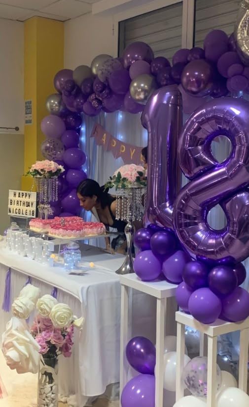 Purple Number 8 Balloon - 40 Inch, Birthday Party Decorations, Anniversary & Graduation Supplies