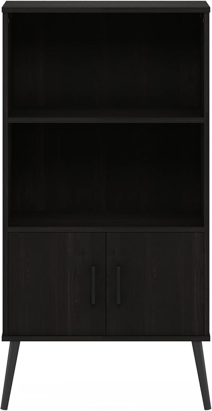 Furinno Claude Mid Century Style Accent Wooden Leg Bookcase Cabinet - Image 6