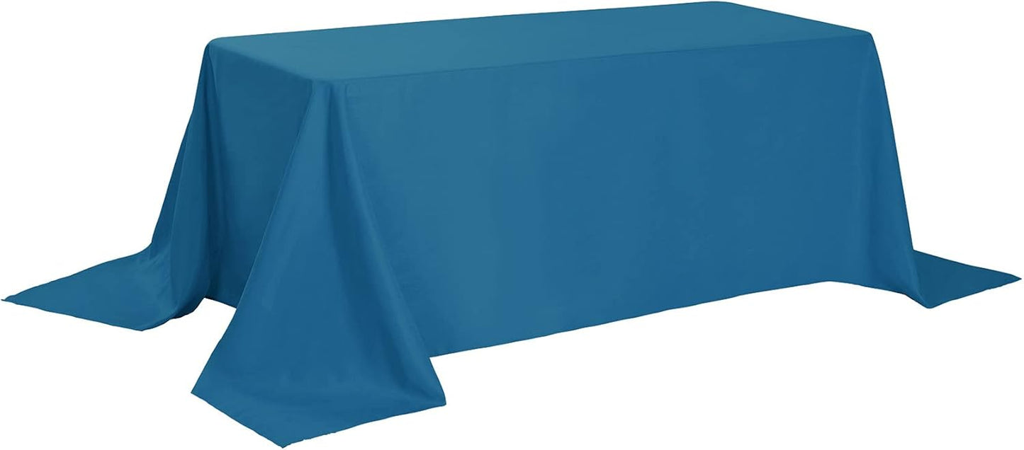 Rectangle Tablecloth 90x156 inch Washable Polyester Fabric Table Cloth for Wedding Party Dining Banquet Decoration（90x156, Mediterranean Blue）