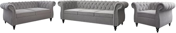 Chesterfield Loveseat Sofa, Modern Velvet Small Sofa Couch 2 Seater - Image 8