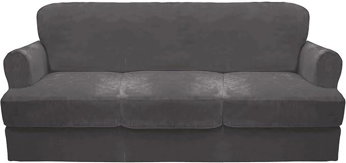 CUCRAF Cushion Sofa Cover 4 Piece Slipcovers, Soft Thick Velvet Couch Cover by CUCRAF