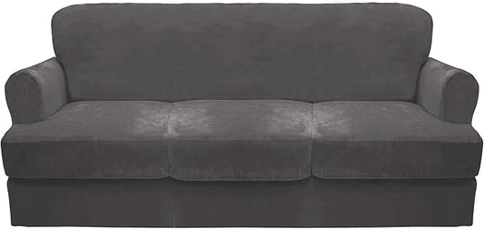 CUCRAF Cushion Sofa Cover 4 Piece Slipcovers, Soft Thick Velvet Couch Cover by CUCRAF