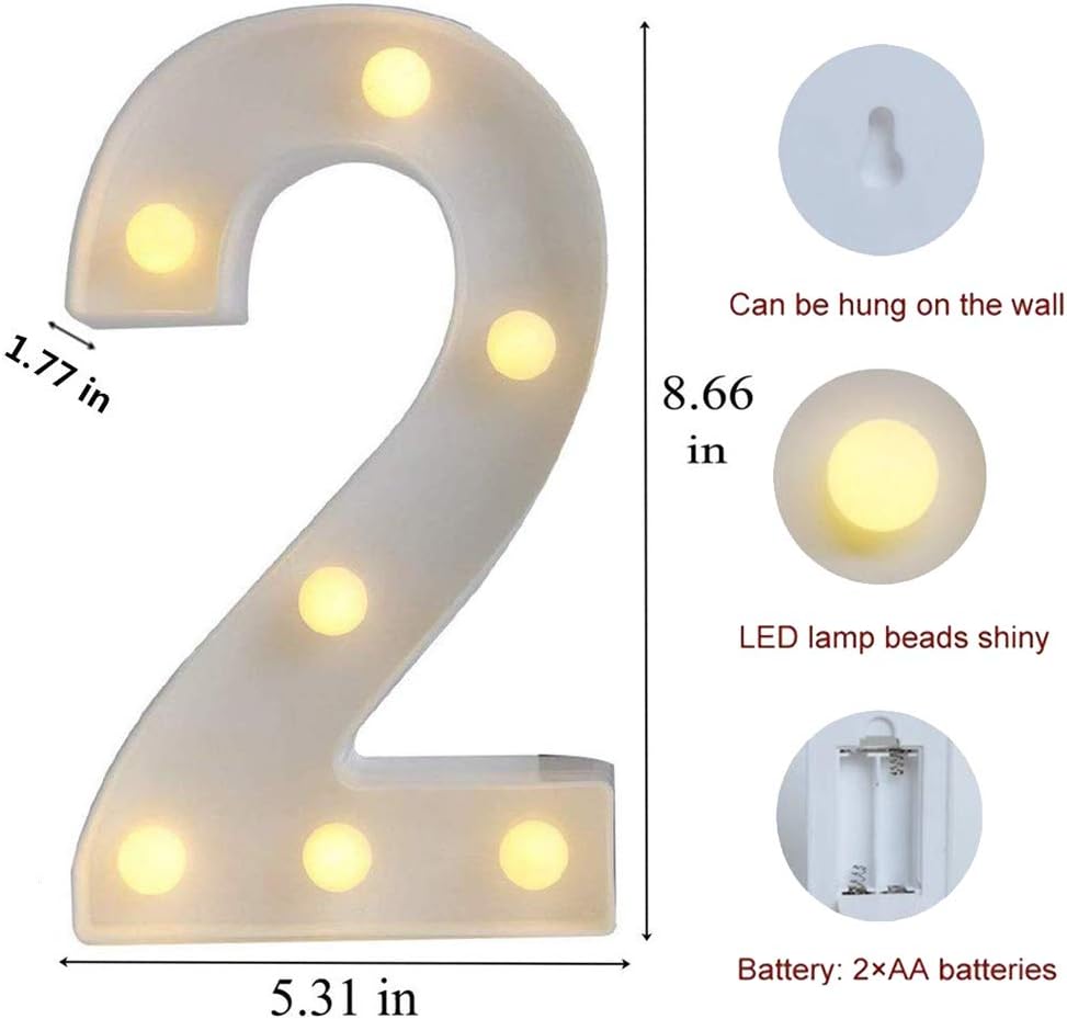 MUMUXI Marquee Light Up Letters | Large Light Up Numbers | Battery Powered and Bright with Every Letter of The Alphabet | for Wedding, Birthday, Party, Celebration, Christmas or Home Decoration (2)