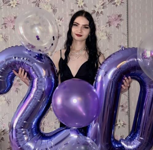 40 Inch Big Purple Number 2 Balloon Birthday Decoration, Number 2 Helium Balloon 12 20 22 23 24 26 28 32 42 Celebration, Boy Girl Baby Anniversary Party Graduations Supplies Decorations