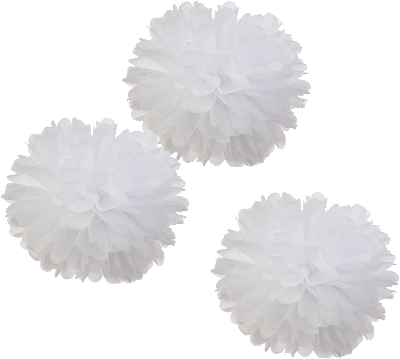 12" White Tissue Pom Poms DIY Hanging Paper Flowers for Party Decorations, 12 pcs