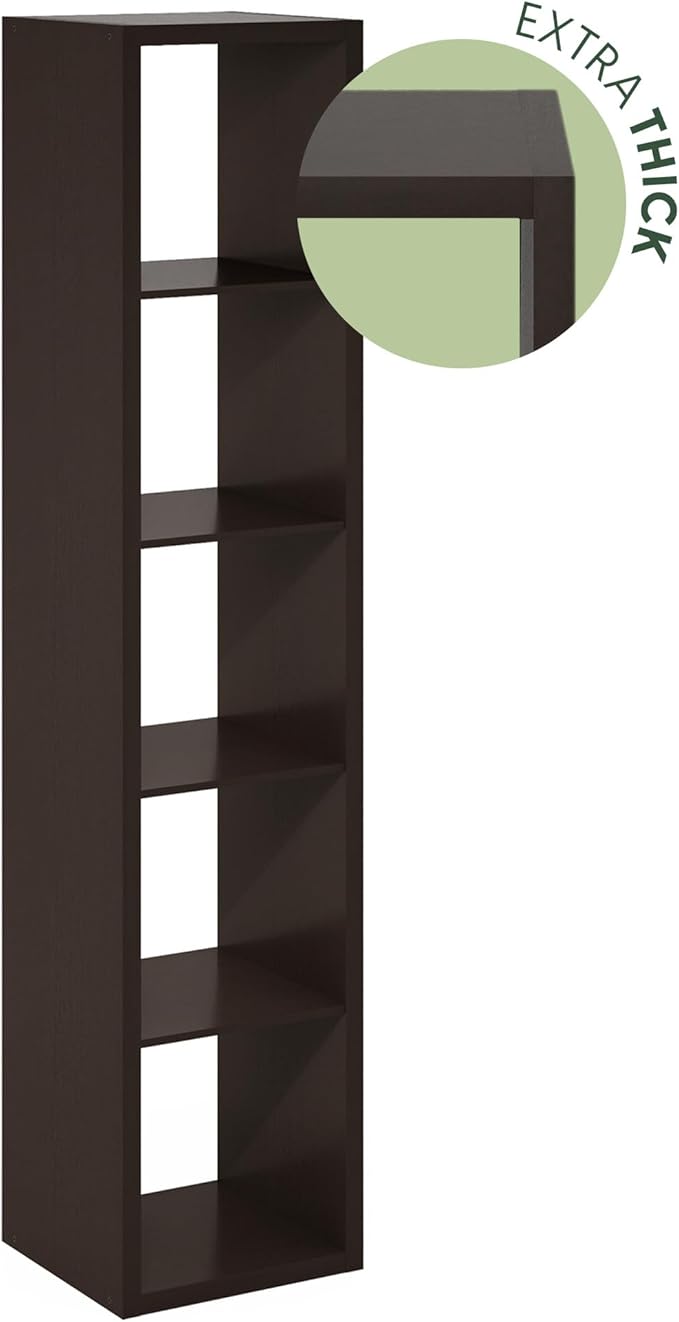 Furinno Cubicle Book Shelf, 5-Cube Bookshelf, Extra Thick Horizontally & - Image 8