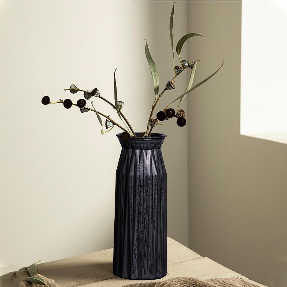 Black Antique Vase, 12 Inches Elegant Vintage Glass Vase Rustic European Unique Chic Style for Tabletop, Kitchen, Office, Living Room Decoration