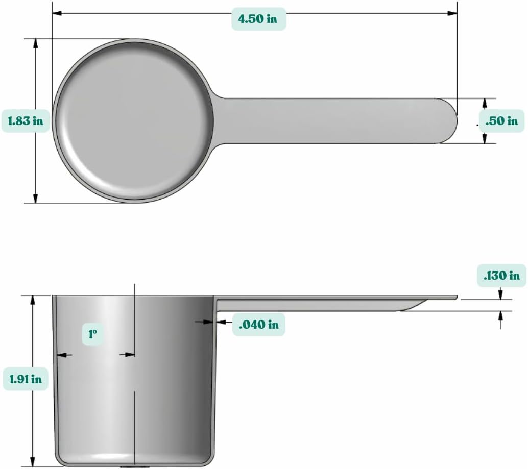 70 mL (2.37 Oz. | 4.73 Tablespoon) Long Handle Scoop for Measuring Coffee, Pet Food, Grains, Protein, Spices and Other Dry Goods (Pack of 25)