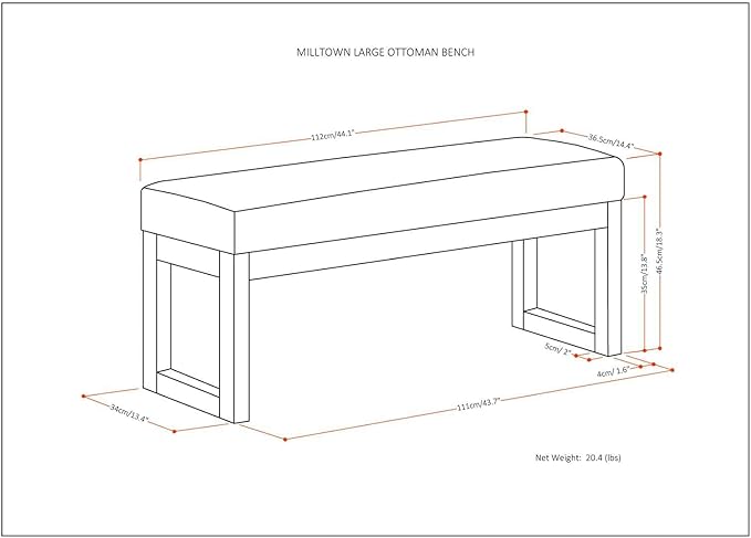 SIMPLIHOME Milltown Large Ottoman Bench - Image 3
