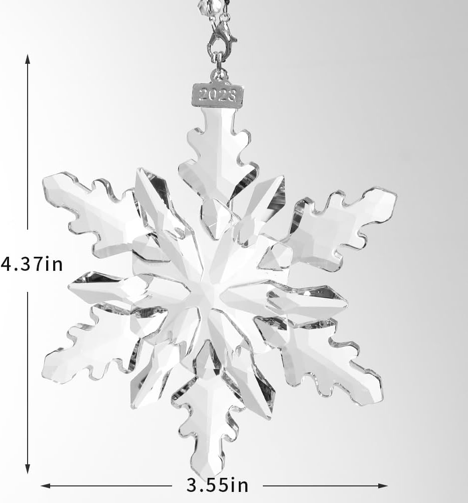 2024 Christmas Ornaments Crystal Snowflake Ornaments Annual Edition Christmas Tree Ornament Home Gifts (2024-Transparent)