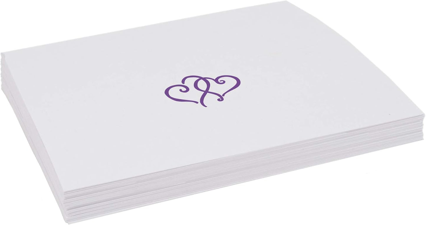 Linked Hearts Place Cards, Purple (Choose Color), Set of 60, Pre-cut and Scored - Wedding, Party, Dinner, and Special Events - Made in the USA