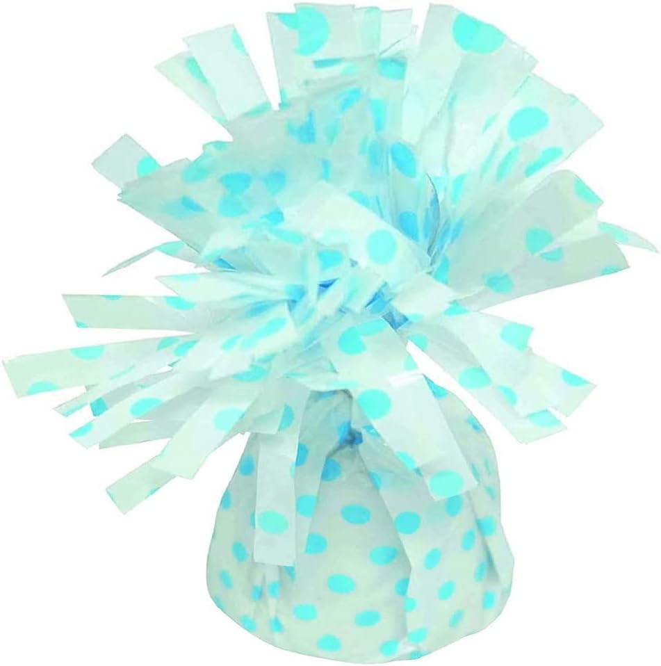 PMU Polka Dot Kisses Balloon Weights - Decorative Balloon Weight for Christmas, Thanksgiving, Birthday, Party Favors, Wedding & Baby Shower - 6oz. White With Light Blue, Pkg/1