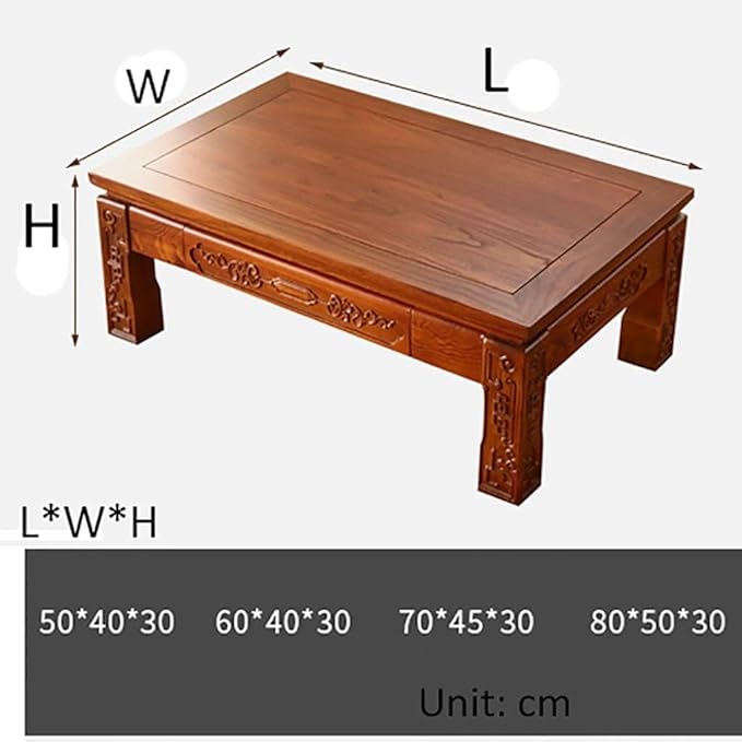 Japanese Style Coffee Table W/Drawers Wooden Tatami Tea Table Living Room - Image 3