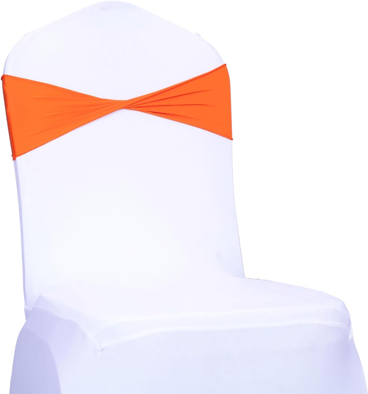 MDS Pack of 250 Spandex Chair Sashes Bows Elastic Stretch Dining Chair Bands Ties Without Slider Buckle Universal fits for Wedding Baby Shower Birthday Party Banquet Event Decoration - Orange