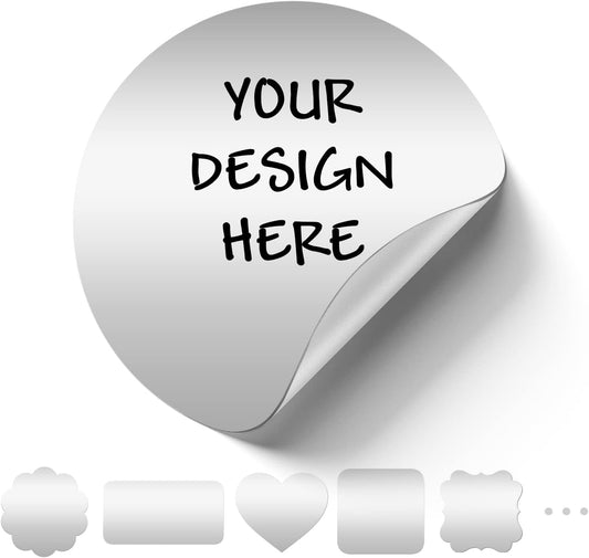 Custom Logo Stickers for Business, Personalised Logo Labels - Any Shape, Waterproof, Glossy (Silver Matte)