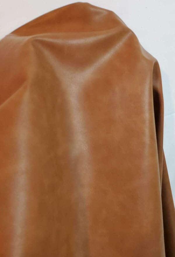 NAT Leathers | British Tan Soft Faux Vegan PU Leather by The Yard Synthetic - Image 7