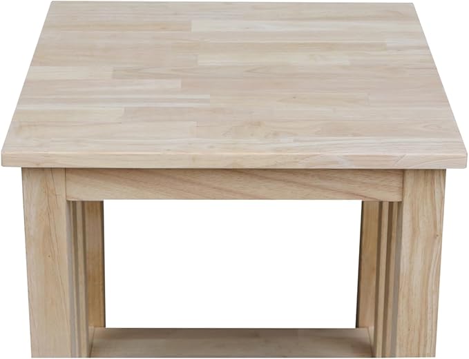 HomeStock Asian Tall End Table, Solid Parawood, 32 lbs, Butcher Block Surface - Image 2