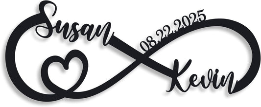 Wedding Gifts for Couples 2025 | Personalized Wedding Gifts | Couples Gift for Her | Anniversary Wedding Date Sign | Engagement Gift | Wall Decor | Bridal Shower Gift | Infinity Metal Sign