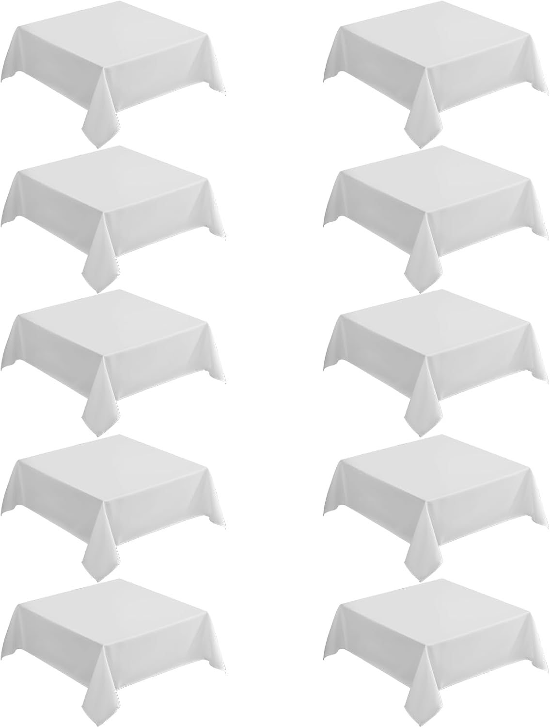 VidaFete Square Tablecloth 10 Pack52 x 52 Inch Tablecloths Stain Wrinkle Resistant Polyester Dining Table Cover for Kitchen Dinning Party Wedding Rectangular Tabletop Buffet Decoration(White)