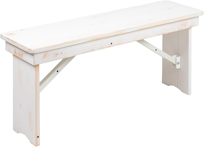 Flash Furniture HERCULES Series 40" x 12" Antique Rustic White Solid Pine by FlashFurniture